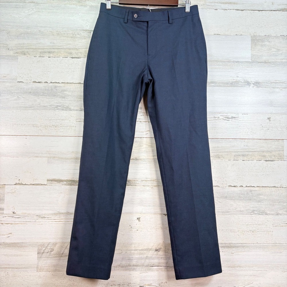 Calvin Klein Mens Dress Pants Navy Blue Flat Front Suit Trousers Size 30W x 30L